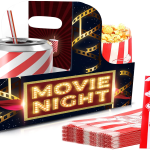 Movie Snack Box: 32-Piece Tray for Popcorn, Candy & Drinks