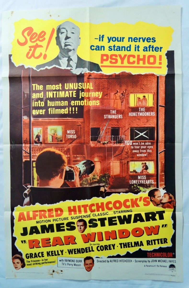 Rear Window Original Movie Poster for Sale - Authentic Hitchcock Vintage Art