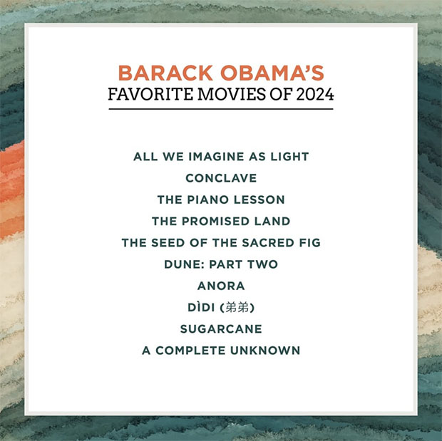 Barack Obama's Favorite Movies, Music, Books of 2024
