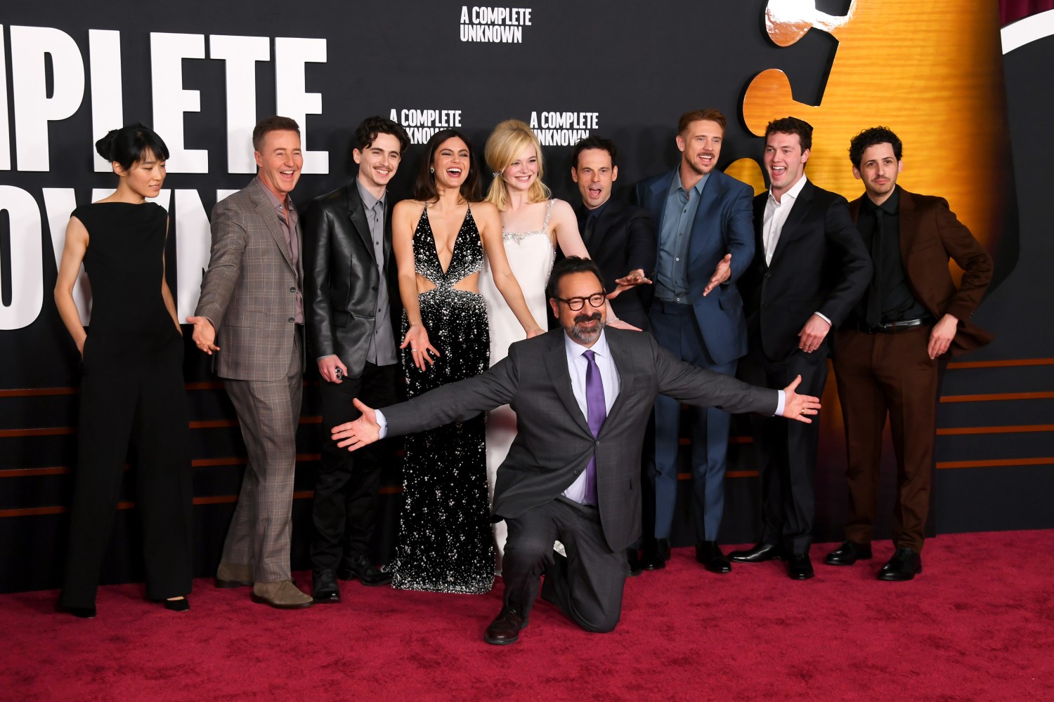 Eriko Hatsune, Edward Norton, Timothée Chalamet, Monica Barbaro, Elle Fanning, James Mangold, Scoot McNairy, Boyd Holbrook, Will Harrison and Nick Pupo premiered their film A Complete Unknown in Los Angeles on Tuesday.