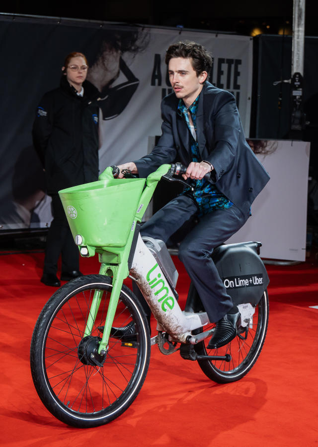 Timothée Chalamet Fined After Riding Bike to A Complete Unknown U.K. Premiere