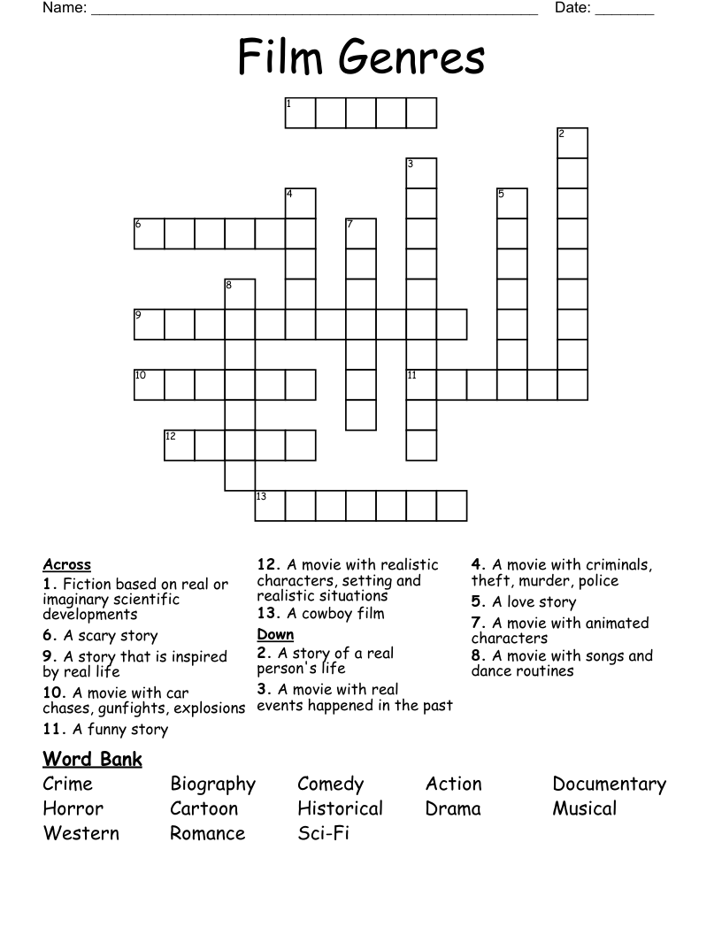 Film Type Crossword Clue: Hints and Answers