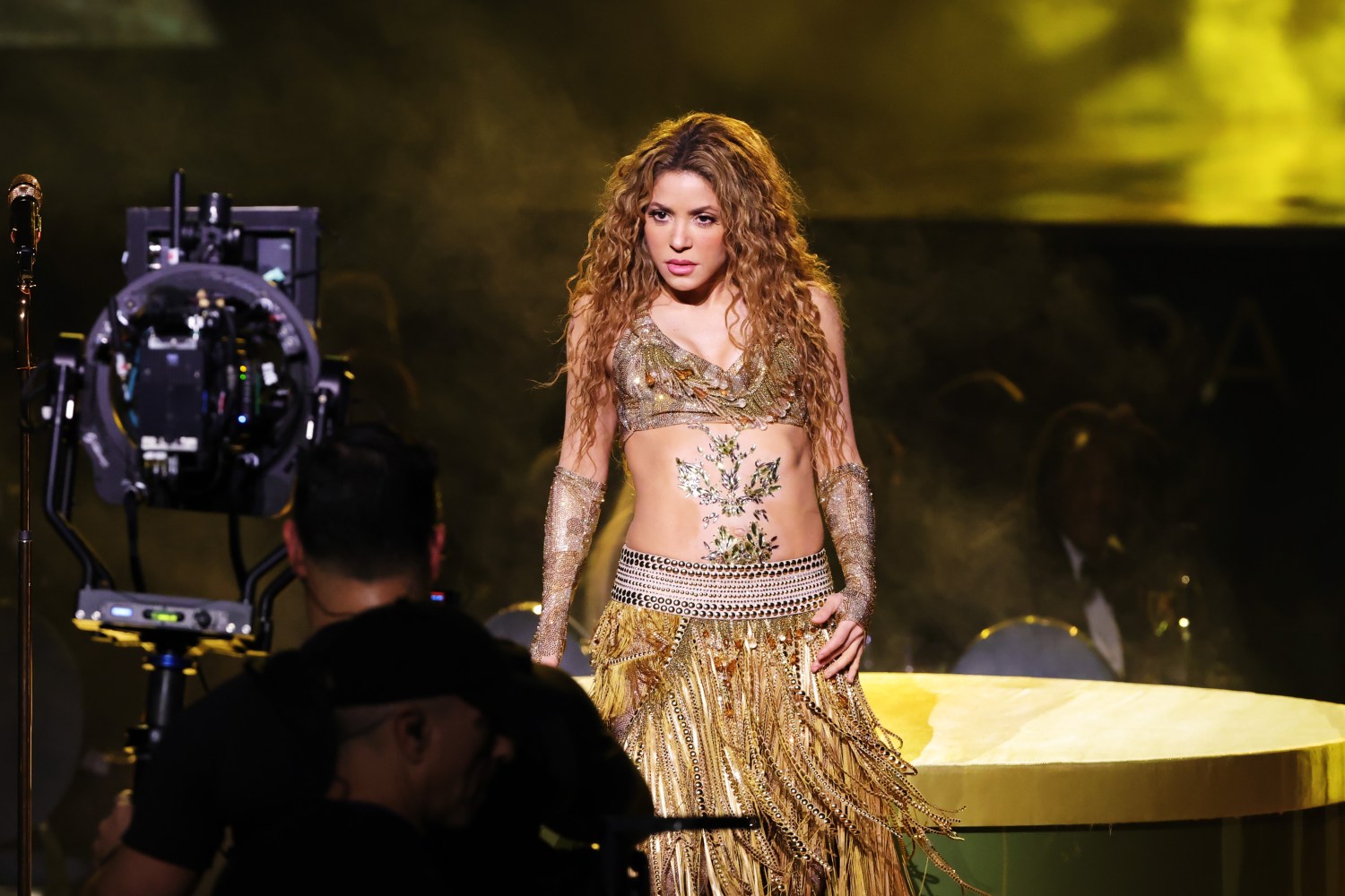 Shakira performs during the Grammy Awards.
