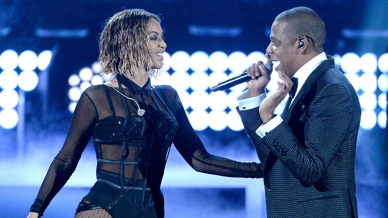 Singer Beyonce and rapper Jay Z perform onstage during the 56th GRAMMY Awards at Staples Center on January 26, 2014 in Los Angeles, California.