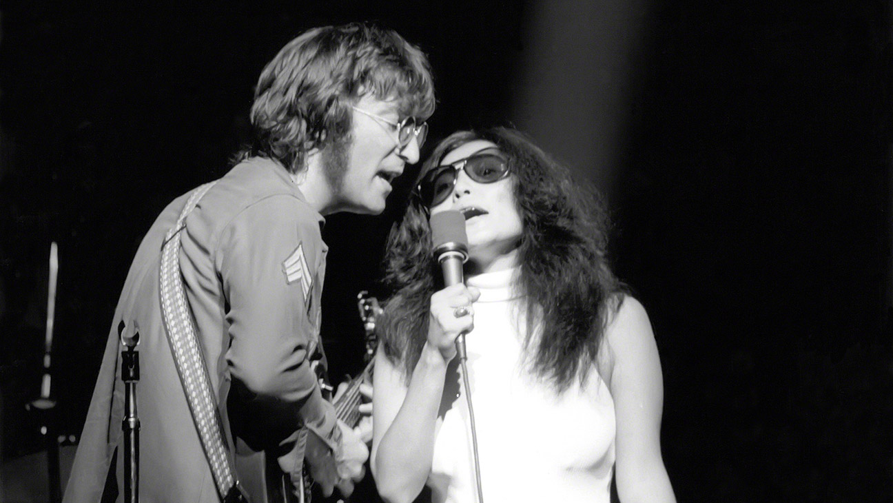 John Lennon and Yoko Ono performs on stage circa 1970s in New York City.