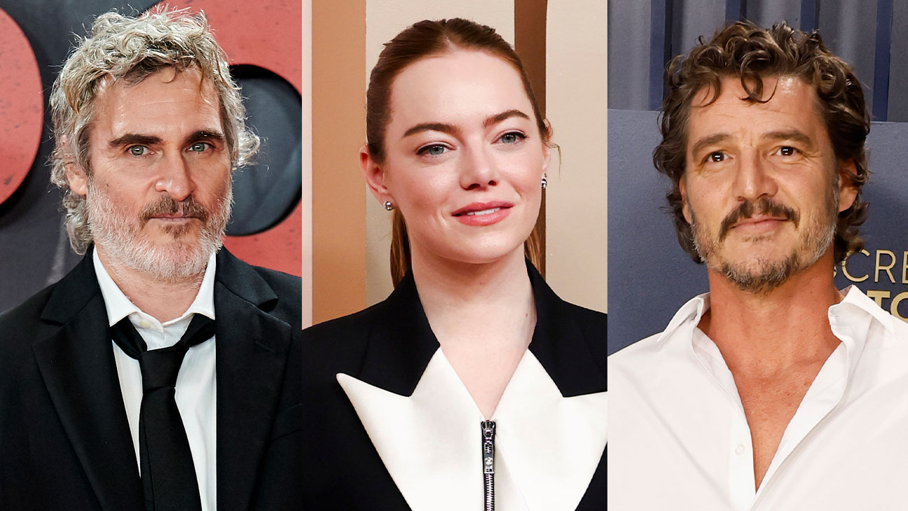 From left: Joaquin Phoenix, Emma Stone and Pedro Pascal