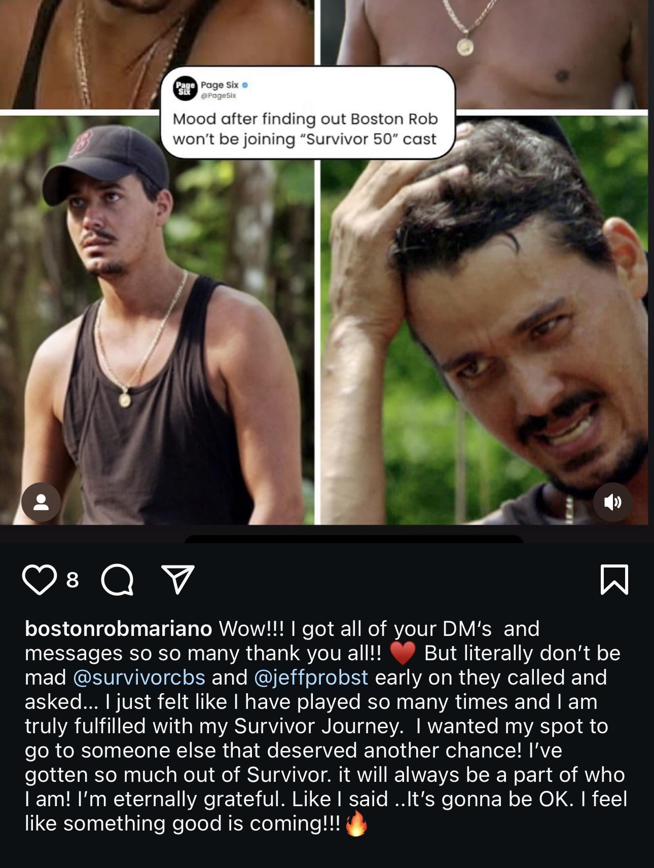 Boston Rob Declined ‘Survivor 50' to Give Players ‘Another Chance’
