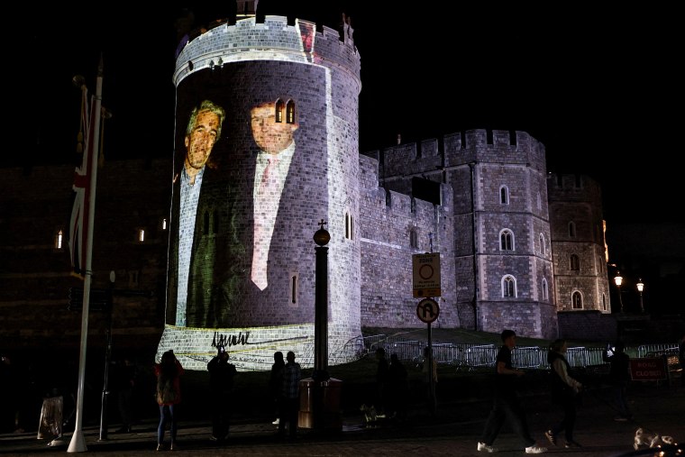 Trump and Epstein Photos Projected Onto Windsor Castle