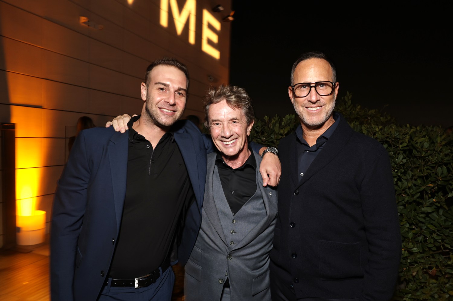 Max Gross, Martin Short and WME co-chairman Richard Weitz at the 2025 WME Emmy Party at Waldorf Astoria Beverly Hills on Sept. 12.