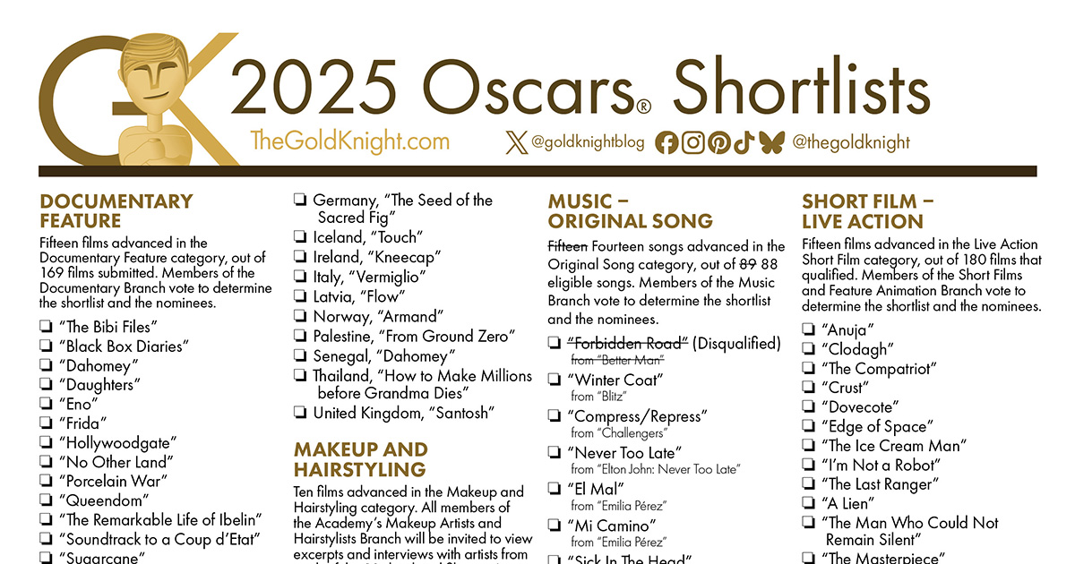 Oscar Contenders Make EFA Short List