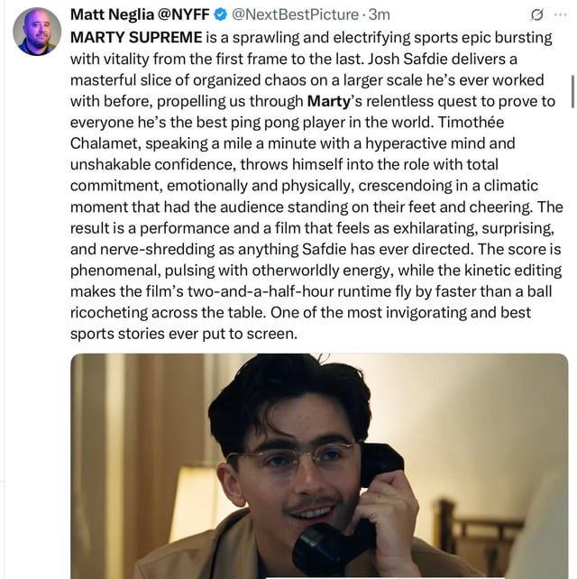 Marty Supreme: First Reactions From Premiere