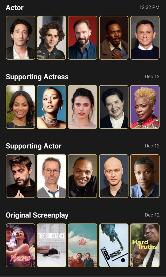 Oscar Contenders Make EFA Short List